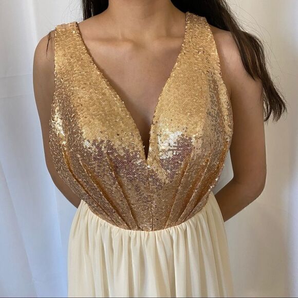 Sarah Bridal beautiful cream & gold gown - Picture 5 of 5